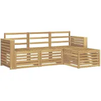 vidaXL Ensemble de salon de jardin 4 pièces, bois d'acacia massif, blanc