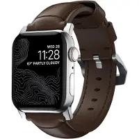 Nomad Bracelet en Cuir Apple Watch 42 mm Brun/Argent