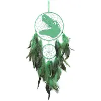 Torribaly Attrape-RêVes de Dinosaure, Attrape-RêVes en Plumes avec LumièRe LED, DéCoration Murale Faite à la Main avec Double Anneau