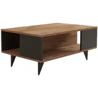 Skye Decor , Yuka- YukaPUQ, couleur noyer,noir, tables basses, 39,5x90x60 cm, 100% panneau de particules mélaminé