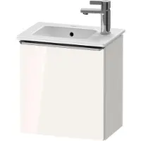 Duravit D-Neo lavabo suspendu, 410x440x274mm, 1 porte, charnières à droite, avec poignée acier inox brossé, DE4259R70220000