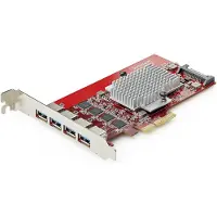 StarTech.com .com P10Q4A-USB-CARD, PCIe, USB 3.2 Gen 2 (3.1 Gen 2), PCIe 3.0, SATA 15 broches, rouge, ASMedia - ASM3142, ASMedia - ASM2812X