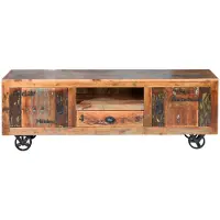GINER Y COLOMER Meuble TV exclusif en bois recyclé multicolore