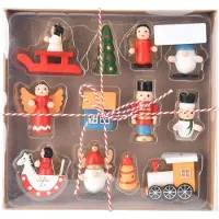Home Styling Collection Set d'ornements de Noël en bois, 12 pièces