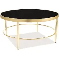 Casa Padrino Luxe Table basse or mat / noir Ø 82 x H. 40 cm - Table de salon ronde avec plateau en verre - Meubles de salon