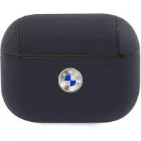BMW Bmapsslna Airpods Pro Cover Navy Blue/Navy Geniune Leather Silver Logo