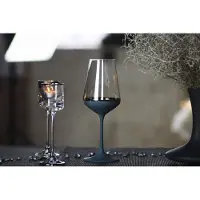 Casa Padrino Luxus Verre à vin rouge (set de 6) bleu foncé / argent Ø 8,5 x H. 24 cm - Verres à vin faits et peints à la main - Accessoires pour hôtels et restaurants - Qualité de luxe