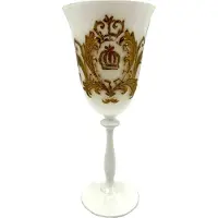 Casa Padrino Pompöös by Verre à vin blanc baroque doré 24 carats Blanc / Or Ø 8,7 x H. 20,3 cm - Verre à vin blanc Pompöös conçu par Harald Glööckler - Verres à vin design de luxe