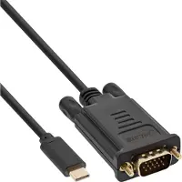 InLine 64142 Câble USB pour écran, USB Typ-C prise à VGA prise (DP Alt Mode), noir, 2m