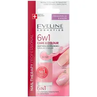Eveline Cosmetics Nail Therapy Care&Colour 6In1 Conditioner Is A Claw That Gives The Color Rose 5Ml (5 ml)