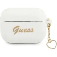 GUESS Guaplschsh Airpods Pro Cover White/White Silicone Charm Heart Collection