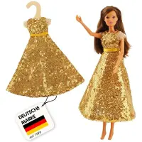 Heless Modepuppen-Kleid Pailettenkleid Goldstar bis 29cm