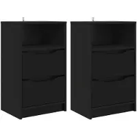vidaXL Tables de chevet 2 pcs Noir 40 x 30 x 467 cm Bois d'ingénierie