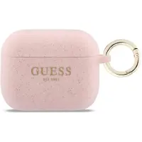 GUESS Étui en silicone avec paillettes et anneau pour AirPods Pro 3 - rose
