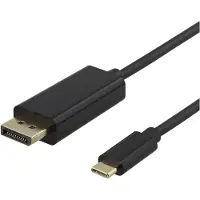 Deltaco DisplayPort — USB C (1 m), Câble vidéo, Noir