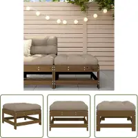 The Living Store Tabouret de jardin avec coussin Marron miel Pin massif