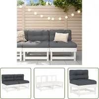 The Living Store Canapé central avec coussins 2 pcs. Blanc Pin massif