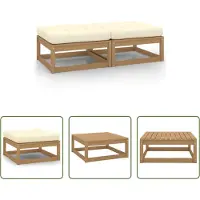 The Living Store Tabouret de jardin avec coussin 2 pcs. Marron miel Pin massif