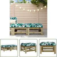 The Living Store Tabouret de jardin avec coussin 2 pcs. Bois de pin imprégné