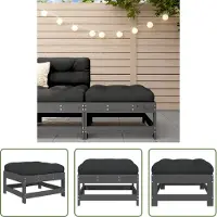 The Living Store Tabouret de jardin avec coussin Gris Pin massif