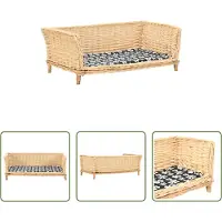 The Living Store Panier pour chien avec coussin 90x54x35 cm osier naturel