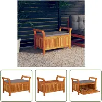 The Living Store Banc de jardin avec coussin 91 cm bois massif acacia