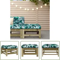 The Living Store Tabouret de jardin avec coussin Pin imprégné