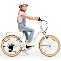 Sun baby Vélo fille Vélo enfant à partir de 6 ans Vélo enfant 20 pouces avec 6 vitesses Vélo coeur Shimano Heart Bike écru blanc