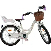 Volare Vélo pour enfants Blossom - modèle pour filles - 18 pouces - blanc - avec deux freins à main