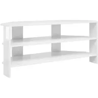 vidaXL Armoire TV d'angle blanc brillant 102x40,5x45cm Matériau dérivé du bois