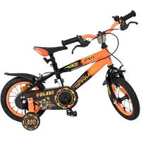 Volare Vélo pour enfants Strike - Garçons - 12 pouces - Noir orange - Deux freins à main