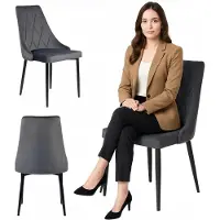 Ekspand | Glamour Chaise LR-08 - Velours Gris - Rembourré - Design élégant - Revêtement de haute qualité