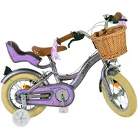 Volare Vélo enfant Blossom - Fille - 12 pouces - Violet - Deux freins à main