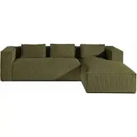 Lisa Design Stella - canapé d'angle droit en velours côtelé - 4 places -style contemporain , Vert