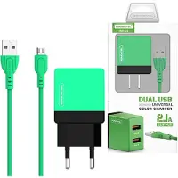 Somostel CHARGEUR SEIN 2A 10,5W + CÂBLE MICRO USB, vert, , 2100mA, compatible avec DUAL SMS-A53, 2 ports USB