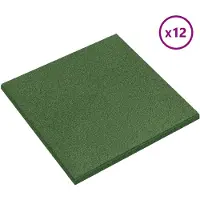 vidaXL : 12 dalles de protection antidérapantes, vertes, 50 x 50 cm, en caoutchouc