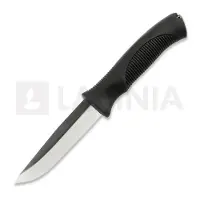 Rokka Couteau Korpisoturi, black, leather sheath
