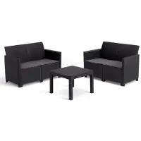 Keter Salon de jardin modulable en résine imitation rotin tressé - Noir - - 4 personnes - MARIE