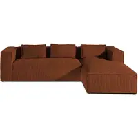 Lisa Design Stella - canapé d'angle droit en velours côtelé - 4 places -style contemporain , Terracotta