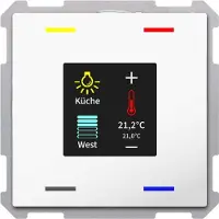 MDT BE-TAS63T4.01 Bouton-poussoir Smart 63 quadruple avec écran couleur+capteur de température blanc studio gl