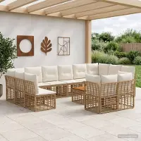 Prolenta Mobilier d'extérieur exclusif - Ensemble de salon de jardin comprenant 13 pièces, pour 12 personnes, dans les tons naturel et crème