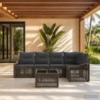 Prolenta Maison Exclusive - Ensemble de canapés de jardin, 6 pièces, gris, en résine tressée