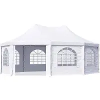 TOOLPORT Tente pagode 5x6,8m montage simple et rapide, avec fenêtres, bâche PVC 700, blanc