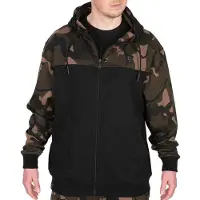 FOX Sweat à capuche LW noir / camouflage à fermeture éclair partielle - Sweat de pêche, taille : XXL