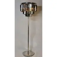 Casa Padrino Luxus Lampadaire Argent / Noir Ø 54 x H. 161 cm - Lampadaire rond avec verre en cristal