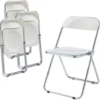 En.casa Chaise pliante 'Pornainen' set de 4 pièces structure acier blanc
