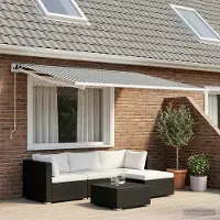 Prolenta Tissu de remplacement pour stores d'extérieur, anthracite et blanc, polyester, dimensions 400 x 300 cm