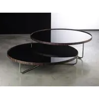 Casa Padrino Luxe Ensemble de tables basses Marron / Argent / Noir - 2 tables de salon avec plateau en verre - Meubles de salon de luxe