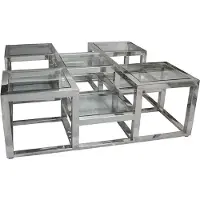 Casa Padrino Luxe Table basse Argent 120 x 120 x H. 40 cm - Table de salon carrée en métal avec plateau en verre - Meubles de salon - Meubles de luxe