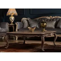 Casa Padrino Luxe Table basse Baroque Marron - Table de salon en bois massif fabriquée à la main - Meubles de salon baroques